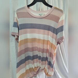 Pastel Striped Short Sleeve Women's Top